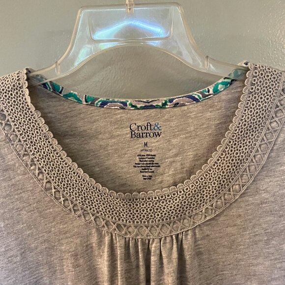 Croft & Barrow Intimates Short Sleeve Knit Pajama Top Sz M Gray - Picture 4 of 5